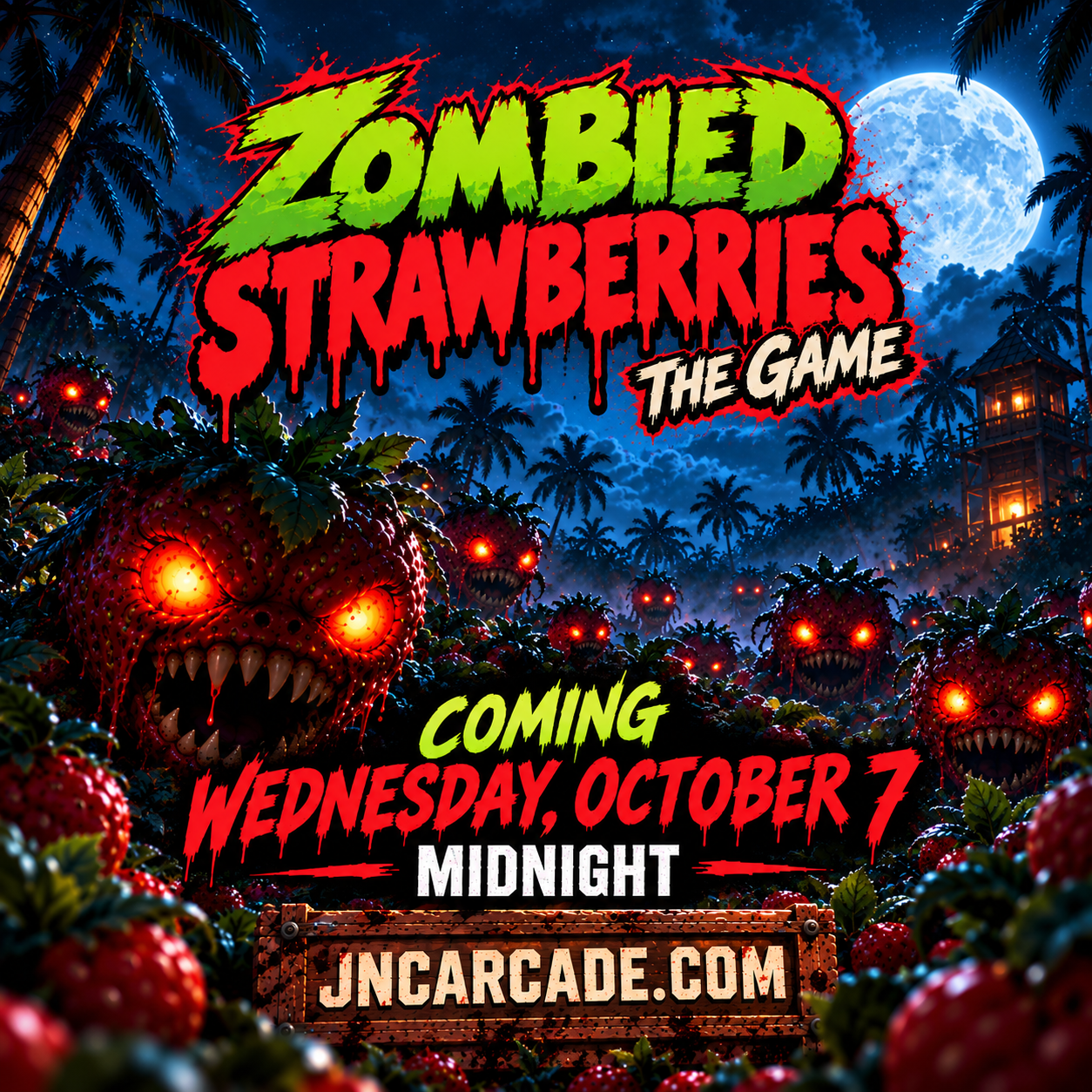 Zombied Strawberries game launch artwork