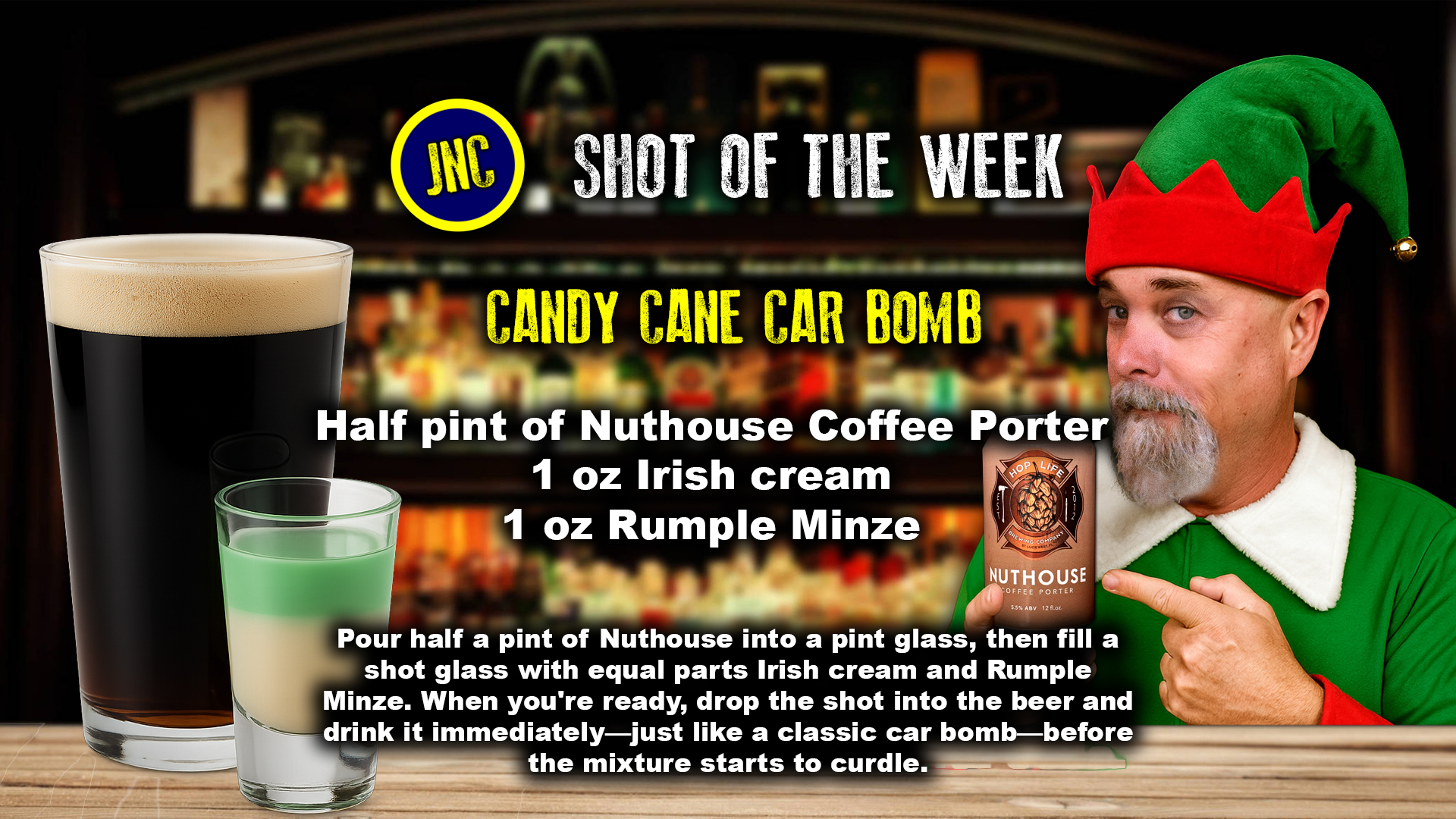 Candy Cane Car Bomb recipe card