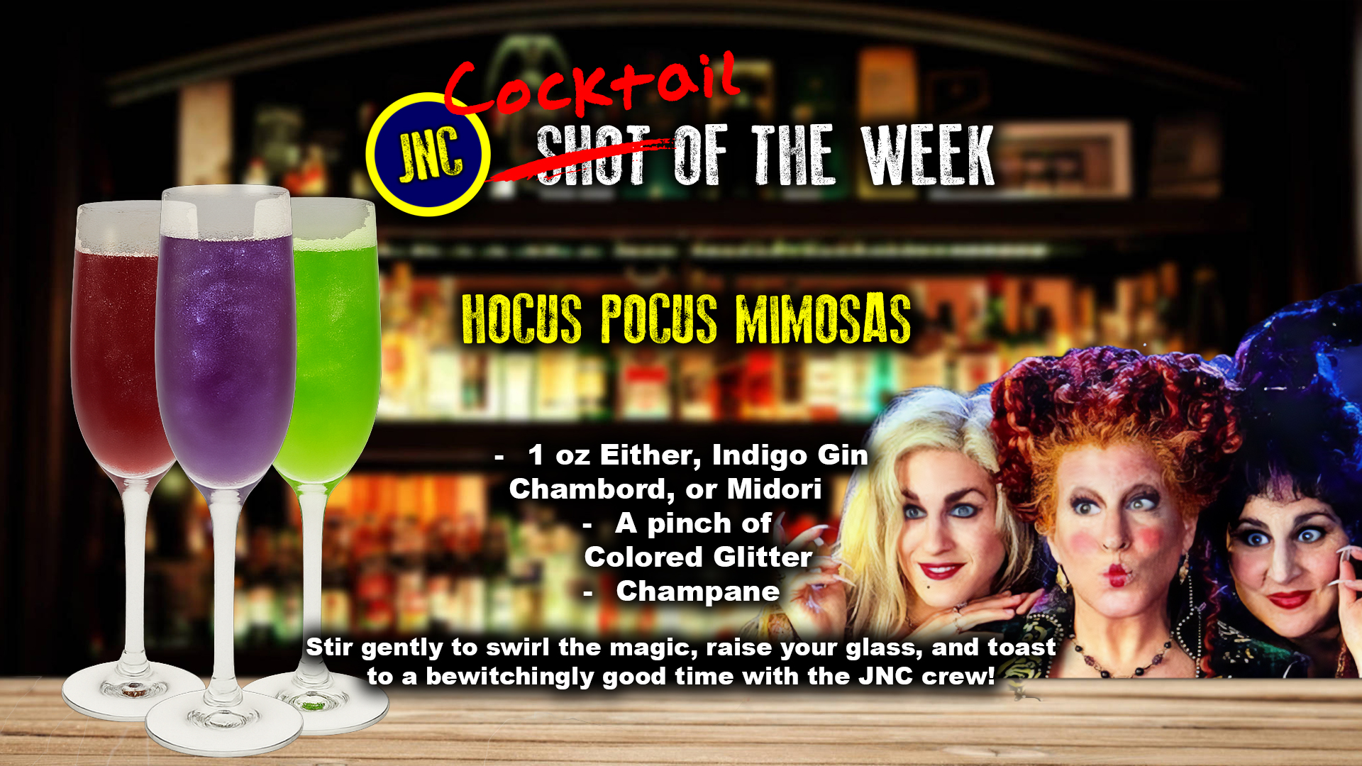 Hocus Pocus Mimosas recipe card