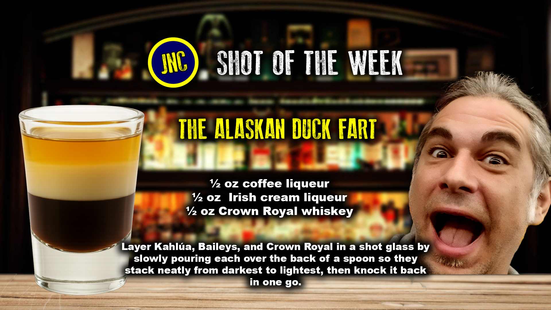 The Alaskan Duck Fart shot recipe card