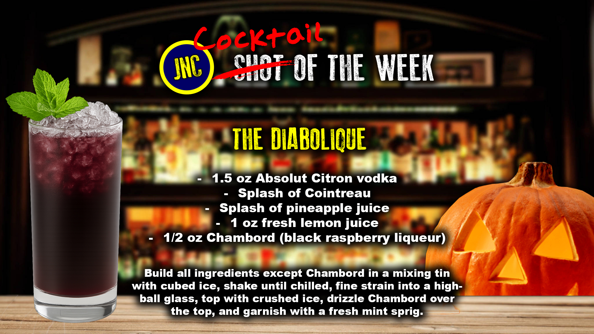 The Diabolique cocktail recipe card